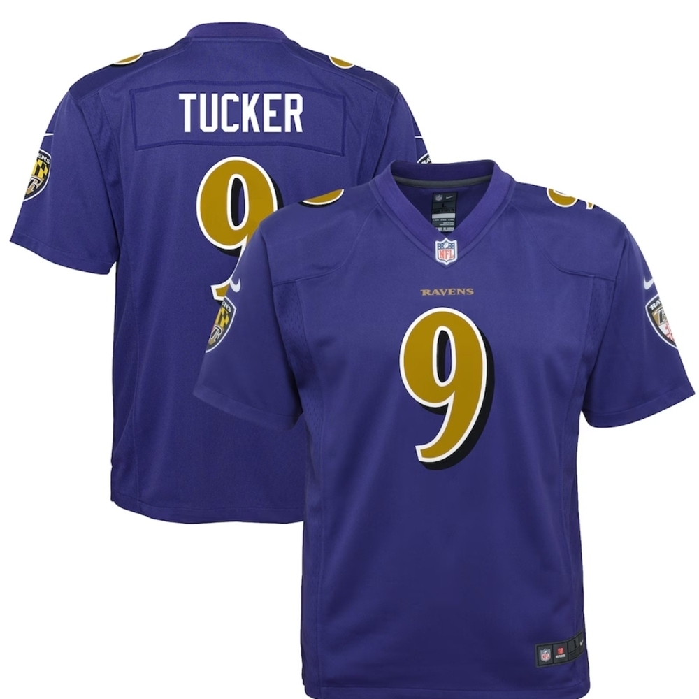 NFL Baltimore Ravens Justin Tucker Nike Purple Game Jersey Number 9 SIZE M